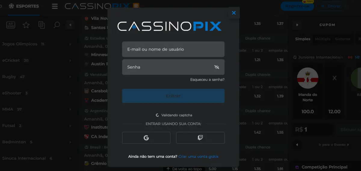 Cassino Pix Login