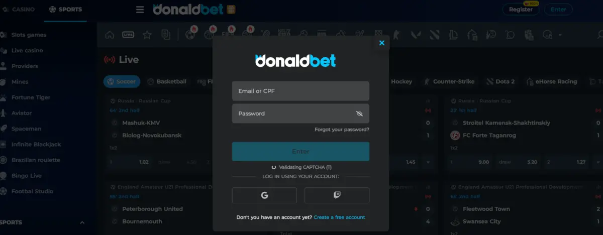 Donald bet login